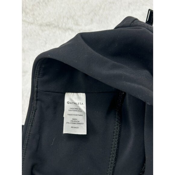 Athleta Womens Black Stellar Crop Pants Zip Pockets Perforated Sides ST - Picture 11 of 11